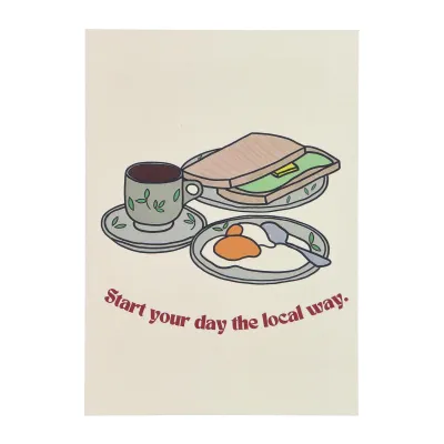 PaperclipSg Singapore Postcard - Sunny Brekkie