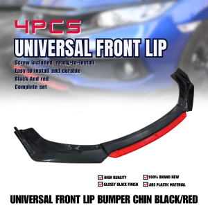OCAS UNIVERSAL FRONT LIP BUMPER CHIN BLACK/RED (11638)