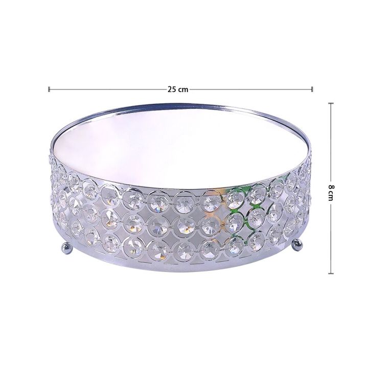 J71 1Pc Silver Mirror Crystal Metal Cake Stand Round Cupcake Wedding ...