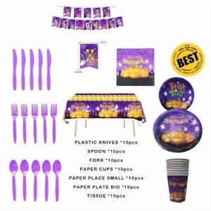 Halloween themed tableware set party tableware 10 people 1 set disposable items