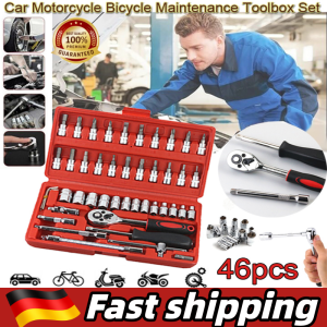 ชุดบล็อกประแจ เครื่องมือช่าง ชุดประแจบล็อก 46 ชิ้น บล็อก 1/4 ชุดบล็อก ประแจ Hand Tools ชุดเครื่องมือ