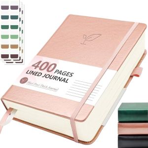Lined Journal Notebook 400 Pages Thick Journal for Writing A5 Hardcover Leather Notebook with 100Gsm College Ruled Paper for Women Men Work Note taking 5.8" x 8.4" Green
