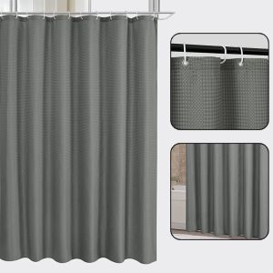 MINIFELE 262 Waffle Weave Shower Curtain Mildew-Proof Solid Color Shading Curtain Thickened Partition Curtain Bathroom Supply