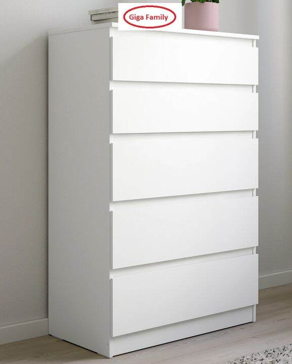 White 5 deals drawer dresser ikea