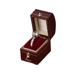RGFV Display Holder Engagement Ring Box Exquisite Leather Velvet Small Ring Bearer Box Luxury Buckle Vintage Ring Case