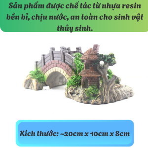 [SIZE LỚN]- Cầu Giả Mini Decor Bể Cá- Tiểu Cảnh Cầu và Chòi Mini Phong Cảnh Hồ Cá