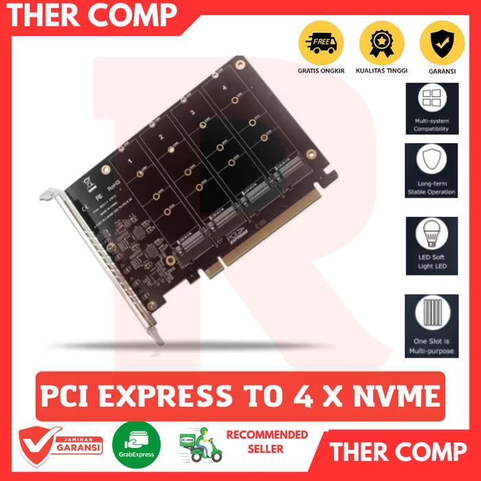 PCIE X16 Adapter Converter Card PCIE X16 NVME M2 M KEY RAID