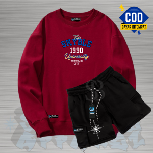 Stelan New Louching Skyblue Apparel Oneset Sweater Celana Cargo Pendek Distro Oveersize Ukuran Jumbo Korean Style Bahan Katun Fleece Adem Dan Lembut Gramasi 280 Terlaris Terpopuler Size M-L-XL-XXL Stelan Cruneck Pria Wanita Bestseller Terkeren