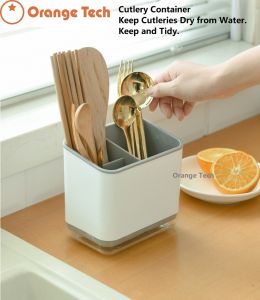Cutlery Storage Container Box Spoon Fork Chopstick Box 3 Layer Can Dismantle Fast Water Drainage [READY STOCK KL] HH122