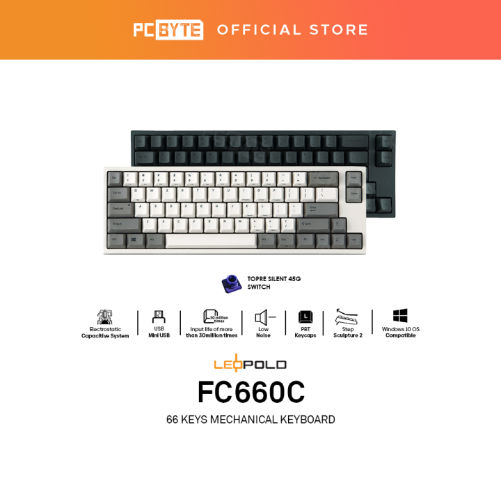 Leopold FC660C Black 65 Black Dye Sub PBT Low Noise Mechanical