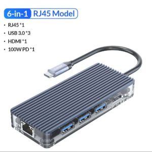 Bộ Chia Cổng ORICO USB C Type C Sang Multi USB 3.0 HDMI Tương Thích PD RJ45 Đầu Đọc Thẻ Dock Cho MacBook Phụ Kiện Chuyên Nghiệp Trong Suốt