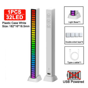 KIPRUN RGB Sound Control LED Light Pickup Voice Activated Rhythm Lights Color Ambient LED Light Bar of Music Atmosphere Night Lights