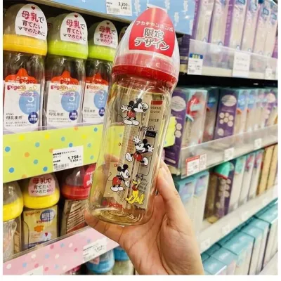 พร้อมส่งจากไทย ขวดนมพีเจ้น ขวดสีชา คอกว้าง 5และ 8 ออน์ บางลายมีเลขบอกออนซ์ด้วยน๊า
