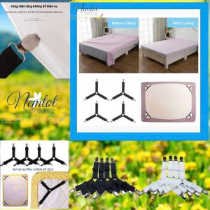 🌈SET 4 CÁI🌈 Kẹp Ga Nệm Thông Minh Giúp Ga Nệm Luôn Căng Thẳng Như Ý Chất Inox Không Gỉ Bền Đẹp _ Nemtot Bedding
