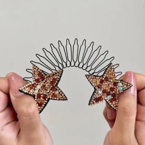 Lược tóc gãy Ngôi sao đính đá giả lược kẹp tóc vô hình hoàn thiện tóc gãy lược kẹp tóc khiêu vũ