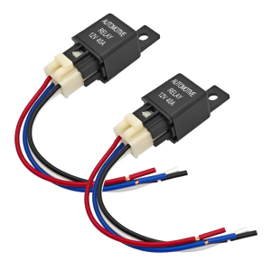 2Pcs Plastic 12V 40Amp SPST 4 Pin Universals Automotive Relays Set Including Pre Attach Wiring Bundles for Vehicles
