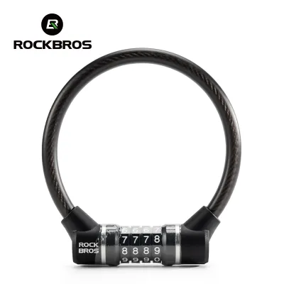 ROCKBROS Bicycle Lock Portable Password Durable Steel Cable MTB Road Bike Lock Electric Anti-theft Compact Ring Convenient Lock Bike Accessories