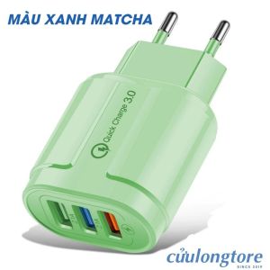 Củ Sạc 3 cổng đa năng Macaron cốc sạc cho điện thoại máy tính bảng dễ thương cute chính hãng CuuLongstore