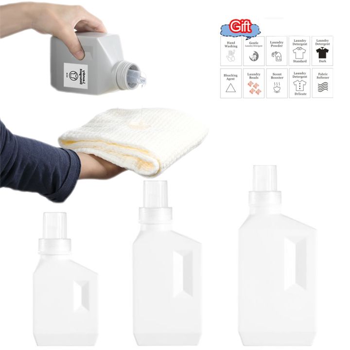 Refillable Laundry Bottle with Label Empty Liquid Container for Softener Bleaching Agent