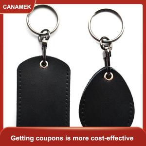 【CANAMEK 】 Vintage PU Leather Keychain Protective Case Door Lock Access Control Tags Card Bag Key Tag Ring