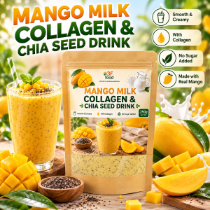 [BUY 1 GET 1] Mango Chia Seed Collagen Drink Powder – Skin Glow Digestion Fiber & Immunity Support