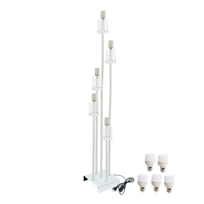 EELIC ELC-J061 Lampu Hias Standing Lamp Dekorasi Menggunakan 5 Fitting Dengan Hiasan Manik Bola Crystal Memberi Kesan Elegan Dan Mewah Desain Interior Modern