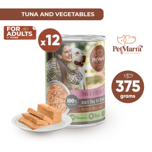 PetMarra Natural Meat Loaf Adult Dog Wet Food Can Tuna and Vegetables Flavor 375g BUNDLE OF 12 meatloaf dogs pets foods
