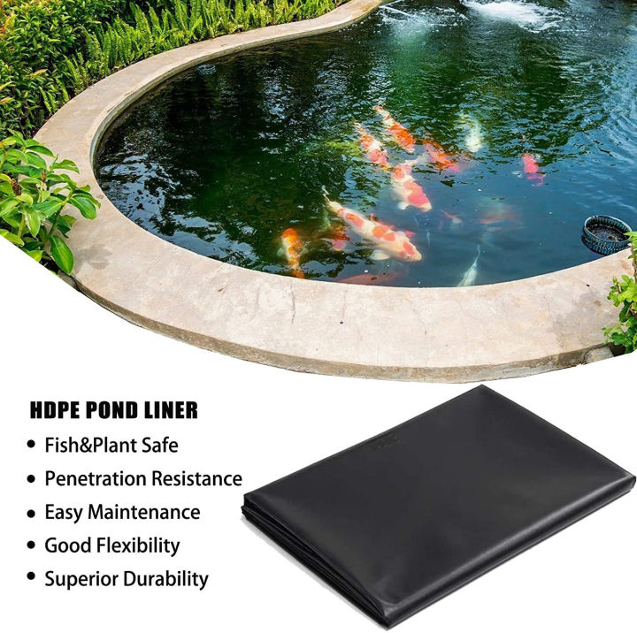 Fish Pool Pond Liner Black HDPE Membrane Thickened 40 Microns Pond ...