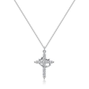 DORADO Zircon Cross Pendant Necklace Gold Color Rotatable Crown Metal Chain Necklaces Fashion Choker Style Clavicle Chain Women