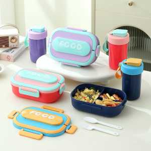 LUNCH BOX SET KOTAK BEKAL SET ANAK DEWASA KAPASITAS 1000ML + 450ML FREE BOTOL MINUM FREE SENDOK KODE 8216