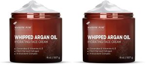 Majestic Pure Whipped Argan Oil Moisturizer Face Cream for Women & Men - With Vitamin E A Collagen & Ceramides - Hydrates Dry Skin Oily Skin Reduces Appearance of Fine Lines – 8oz