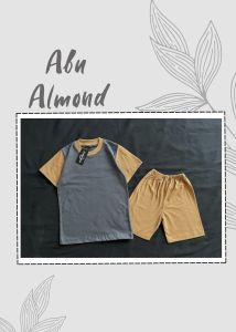 Setelan Anak Laki Laki Perempuan 1 - 10 Tahun Twotone | Abu Lengan Almond