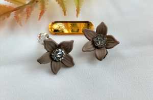 Hijabnur1 - Sepasang Anting klip Hija Bunga Kecil Handmade/Anting Jepit Hijab