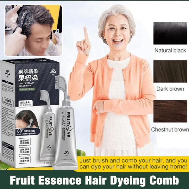 Natural Plant Hair Dye Color Korean Hair Dye Comb Chestnut Brown Hair ...
