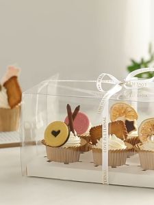 5pcs Clear Acetate Cupcake Box 2/4/6/12 Hole Transparent Cupcake Packaging with Insert