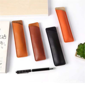 SHUNAICHI Pu Leather Pen Pencil Bag Pencil Holder Simple Pencil Case Pen Protective Bag Handmade Pen Sleeve Stationery Storage Pouch