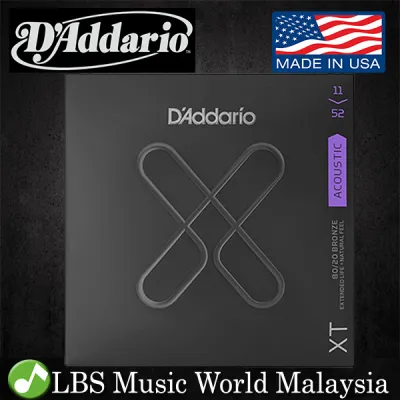 Daddario XTABR1152 XT 80/20 Bronze Acoustic Guitar String Custom Light Daddario D Addario (11-52)