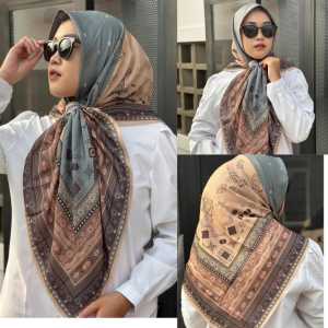 Hijab Segi Empat Motif Dewasa Warna Sage Green Terbaru kekinian Size 110x110