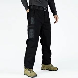 FUGUINIAO Men multi pocket work pants informal tactical pants outdoor straight pants spring and autumn durable pants
