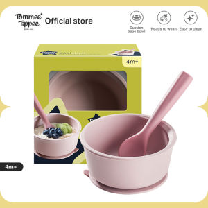 Tommee Tippee Easistick Silicone Suction Bowl & Spoon Green / Pink