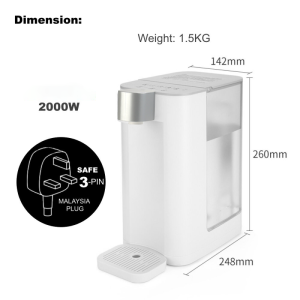 3 pin plug 即热式饮水机 XIAOMI 3L Instant Hot Water Dispenser Home Desktop Water Dispenser Mini Portable Tea Making Bar One-button Intelligent Speed Heating 5-stage Water Temperature Electric Kettle