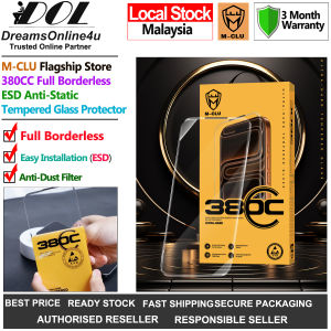 M-CLU 380CC Borderless Anti-Static ESD 9H Anti-fingerprint Tempered Glass Protector iP14 iP15 iP16 iP17 Pro Max