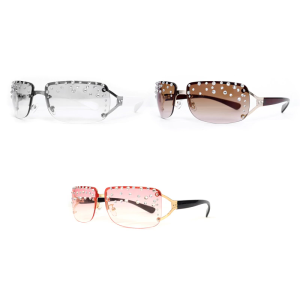 Hip Hop Rhinestones Sunglasses Stylish Decorative Eye Glasses Rimless Metal Live Show Party Photo Props