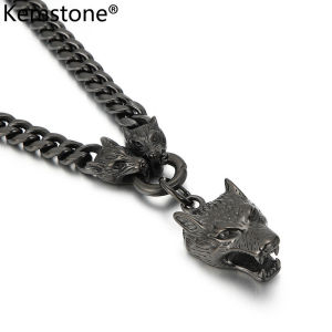 Kemstone Stainless Steel Wolf Pendant Nelace Male Black Gold Silver Plated Jewelry Gift