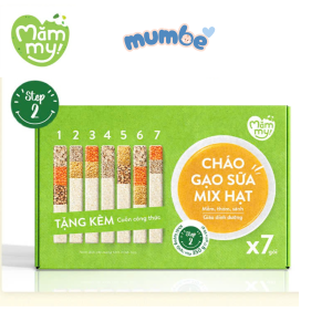 Cháo Gạo sữa mix hạt Mămmy Hộp 7 Gói nấu cháo bổ sung dinh dưỡng cho bé 6 - 8 tháng