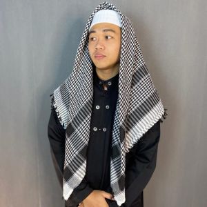 SORBAN PALESTINE HITAM PUTIH SEGI EMPAT PREMIUM AL BALYA