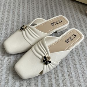 Sandal Flat Slip On Polos Mules Mary Janes Wanita Heels Flat Shoes Cewek Korean Style Kasual COD SPT-96