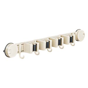 VOYUE Aluminum Material Suction Cup Mop Rack Fixed Hook Buckle Clamp Wall-mounted Mop Clip Artifact Fixed Suction Cup Design Broom Storage Hanger Bathroom Storage