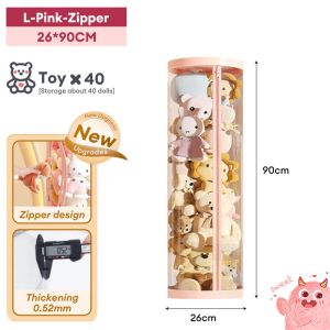 JJ.SG 90/120/150CM Doll Storage Box Toys Storage Bucket Transparent PVC Doll Storage Organizer