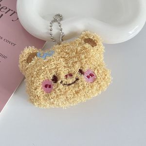 Cartoon Butter Bear Keychain Pendant Cute Plush Doll Toy Kawaii Soft Stuffed Bag Charms Decorations for Couple Friends Gift